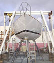 The yacht Brown Sugar being rennovated for the Transpac Race.