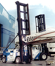 A Wiggins Marina Bull forklift in action.